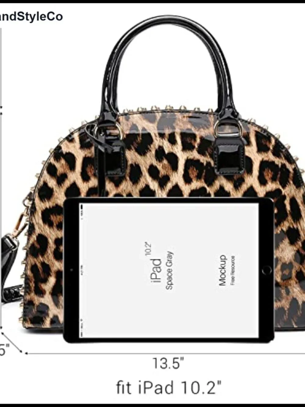 Faux Patent Leather Dome Satchel Handbag Work Tote with Rhinestone & Shoulder